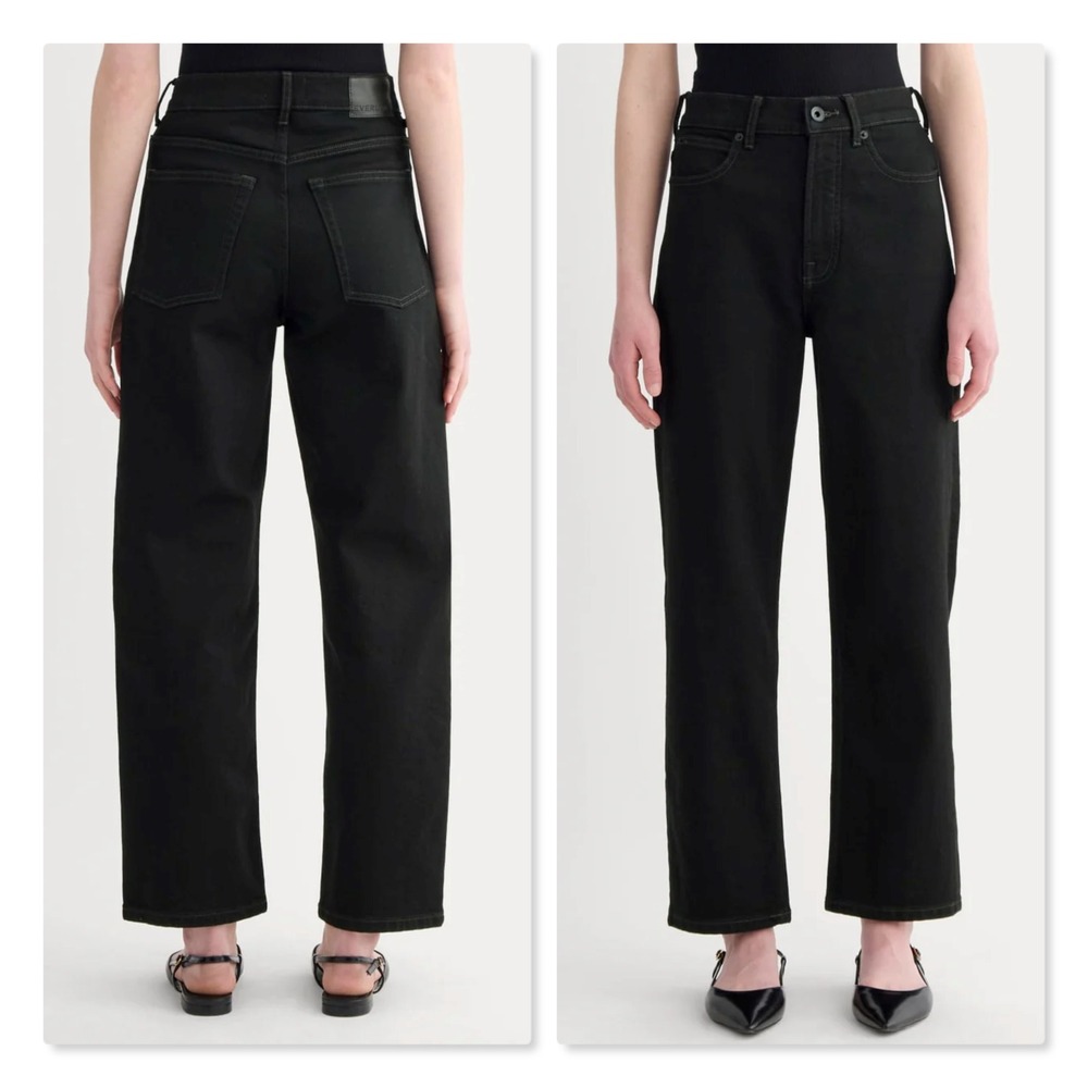 Everlane Women's TALL The Way High Jean Organic Cotton W27 Black Denim High Rise